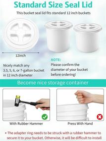 img 3 attached to 🔓 Chunful 3-Piece Screw Top Lids for 5 Gallon Buckets - Leak-Proof Seal Lid for Plastic Bucket, Compatible with Gamma (White)