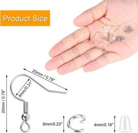 img 1 attached to 👂 600pcs Stainless Steel French Ear Wire Earring Hooks - Jewelry Making Findings Kit with Silicone Earring Backs Stoppers & Open Jump Ring