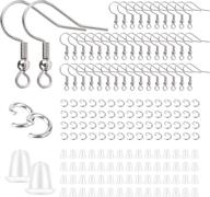 👂 600pcs stainless steel french ear wire earring hooks - jewelry making findings kit with silicone earring backs stoppers & open jump ring logo