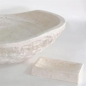 img 1 attached to 🚿 Premium Tan Travertine Chiseled Stone Bathroom Vessel Sink - Handcrafted Oval Canoe Shape | 100% Natural Marble - Includes Complimentary Soap Tray