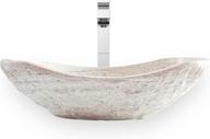 🚿 premium tan travertine chiseled stone bathroom vessel sink - handcrafted oval canoe shape | 100% natural marble - includes complimentary soap tray logo