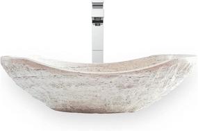 img 3 attached to 🚿 Premium Tan Travertine Chiseled Stone Bathroom Vessel Sink - Handcrafted Oval Canoe Shape | 100% Natural Marble - Includes Complimentary Soap Tray