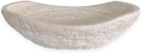 img 2 attached to 🚿 Premium Tan Travertine Chiseled Stone Bathroom Vessel Sink - Handcrafted Oval Canoe Shape | 100% Natural Marble - Includes Complimentary Soap Tray