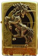 🦄 unicorn gold emblem zippo lighter: authentic design for a touch of magic logo