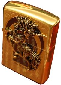 img 1 attached to 🦄 Unicorn Gold Emblem Zippo Lighter: Authentic Design for a Touch of Magic