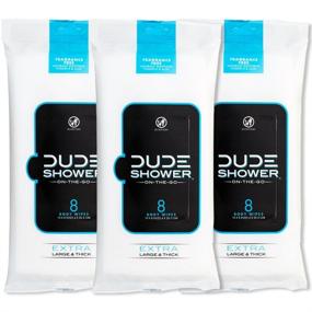 img 4 attached to Продукт: "Dude Shower Body Wipes: Нет запаха, успокаивающий алоэ, гипоаллергенные, портативные малогабаритные протирочные салфетки для мужчин (пачка из 3 штук) - 8 штук".