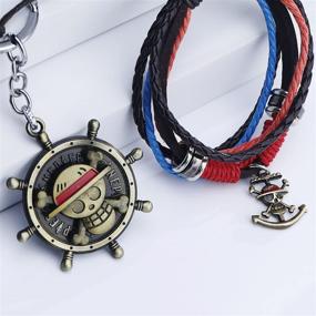 img 2 attached to Anime One Piece Bracelet & Trafalgar Law Keychain Set: Luffy Skeleton Straw Jewelry, Chopper Bracelet - Perfect Gifts for One Piece Fans