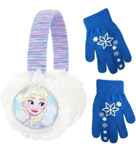 img 4 attached to ❄️ Stay Warm in Style with Disney Frozen II Elsa Earmuff and Glove Set [4015] Blue