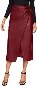 img 4 attached to 🔥 Elevate Your Style with SweatyRocks Women's Elegant High Waist Knot Side Wrap PU Leather Midi Skirt