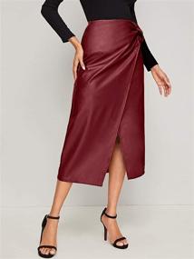 img 2 attached to 🔥 Elevate Your Style with SweatyRocks Women's Elegant High Waist Knot Side Wrap PU Leather Midi Skirt