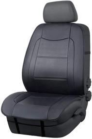 img 4 attached to 🖤 Black Universal Fit Seat Cover - Amazon Basics Deluxe Leatherette, Sideless Design (No Headrest)