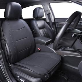 img 2 attached to 🖤 Black Universal Fit Seat Cover - Amazon Basics Deluxe Leatherette, Sideless Design (No Headrest)