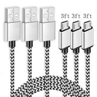 🔌 3-pack 3ft micro usb android charger cable for kindle fast charging - compatible with amazon fire hd tablets (1st-8th gen), hdx 8.9" 9.7", and e-readers (3rd-11th gen), lg g3 g4, stylo 2 3 phone logo