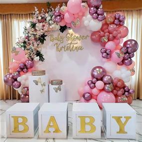 img 2 attached to 🎉 Развей свою креативность с помощью украшений для вечеринки Baby Shower Boxes - DIY 4 шт. белых детских блоков с 27 буквами для незабываемого показа пола, дней рождения и вечеринок для малышей!