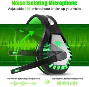 img 1 attached to 🎧 BUTFULAKE GH-1 Gaming Headset for PS5, PS4, Xbox One, Xbox One S, PC, Nintendo Switch, Mac, Laptop, 3.5mm Wired Pro Stereo Over Ear Gaming Headphones with Noise Cancelling Mic, LED Light, Green" - Optimized Gaming Headset for PS5, PS4, Xbox One, Xbox One S, PC, Nintendo Switch, Mac, Laptop - BUTFULAKE GH-1 Pro Stereo Over Ear Headphones with Noise Cancelling Mic, LED Light & Green Finish