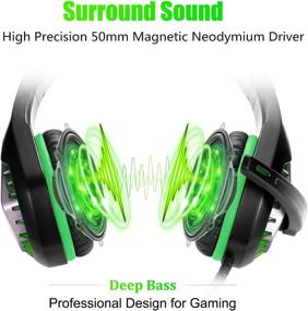 img 2 attached to 🎧 BUTFULAKE GH-1 Gaming Headset for PS5, PS4, Xbox One, Xbox One S, PC, Nintendo Switch, Mac, Laptop, 3.5mm Wired Pro Stereo Over Ear Gaming Headphones with Noise Cancelling Mic, LED Light, Green" - Optimized Gaming Headset for PS5, PS4, Xbox One, Xbox One S, PC, Nintendo Switch, Mac, Laptop - BUTFULAKE GH-1 Pro Stereo Over Ear Headphones with Noise Cancelling Mic, LED Light & Green Finish