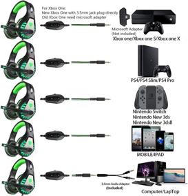 img 3 attached to 🎧 BUTFULAKE GH-1 Gaming Headset for PS5, PS4, Xbox One, Xbox One S, PC, Nintendo Switch, Mac, Laptop, 3.5mm Wired Pro Stereo Over Ear Gaming Headphones with Noise Cancelling Mic, LED Light, Green" - Optimized Gaming Headset for PS5, PS4, Xbox One, Xbox One S, PC, Nintendo Switch, Mac, Laptop - BUTFULAKE GH-1 Pro Stereo Over Ear Headphones with Noise Cancelling Mic, LED Light & Green Finish