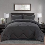 venessco queen grey comforter set with 2 pillow shams - all season reversible down alternative quilted comforter duvet insert for queen bed - bedding comforter sets (queen size) logo