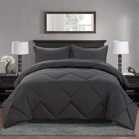 img 4 attached to VENESSCO Queen Grey Comforter Set with 2 Pillow Shams - All Season Reversible Down Alternative Quilted Comforter Duvet Insert for Queen Bed - Bedding Comforter Sets (Queen Size)
