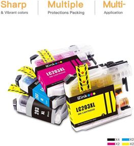 img 3 attached to 🖨️ E-Z Ink(TM) Compatible Ink Cartridge Set for Brother LC203XL LC201XL LC203 LC201 (4 Black, 2 Cyan, 2 Magenta, 2 Yellow, 10 Pack) - Ideal for MFC-J480DW MFC-J880DW MFC-J4420DW MFC-J680DW MFC-J885DW