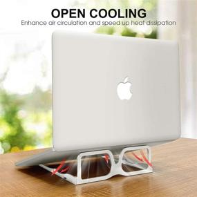 img 2 attached to 💻 Portable Laptop Cooling Stand - Small Aluminum Cooler Foldable Desktop Mount for Mac/MacBook Pro Air, Surface, Lenovo, Dell & More 10-16 inch Computers - Silver
