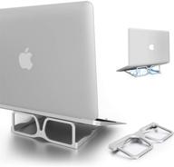 💻 portable laptop cooling stand - small aluminum cooler foldable desktop mount for mac/macbook pro air, surface, lenovo, dell & more 10-16 inch computers - silver logo