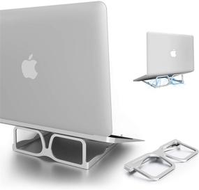 img 4 attached to 💻 Portable Laptop Cooling Stand - Small Aluminum Cooler Foldable Desktop Mount for Mac/MacBook Pro Air, Surface, Lenovo, Dell & More 10-16 inch Computers - Silver