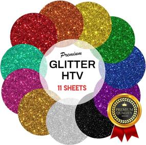 img 3 attached to ✨ Stardustworkx Glitter HTV Vinyl Bundle - 11 Gold Glitter HTV Sheets, Red Glitter Iron on Vinyl, Cricut Heat Transfer HTV Glitter Vinyl