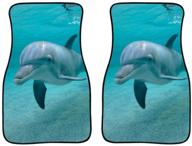 🐬 enhance your car's interior with hugs idea underwater dolphin 2 piece car floor mats set - heavy duty, universal fit for suv sedan vans trucks logo