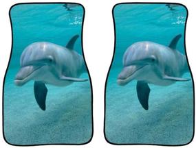 img 2 attached to 🐬 Enhance Your Car's Interior with HUGS IDEA Underwater Dolphin 2 Piece Car Floor Mats Set - Heavy Duty, Universal Fit for SUV Sedan Vans Trucks