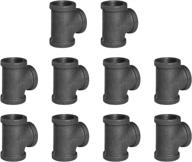 10-pack 1/2" cast black malleable iron dn15 threaded pipe fitting tee for steampunk vintage shelf bracket diy plumbing pipe decor furniture logo