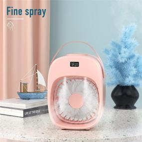 img 3 attached to 🌡️ BNT Portable Evaporative Air Conditioner Fan - 3 Wind Speeds, 2 Misting Levels, Humidifier, Night Light - Rechargeable Battery - Personal Air Cooler Fan for Home, Office, and Outdoor Use - Pink