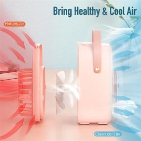 img 2 attached to 🌡️ BNT Portable Evaporative Air Conditioner Fan - 3 Wind Speeds, 2 Misting Levels, Humidifier, Night Light - Rechargeable Battery - Personal Air Cooler Fan for Home, Office, and Outdoor Use - Pink