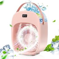 🌡️ bnt portable evaporative air conditioner fan - 3 wind speeds, 2 misting levels, humidifier, night light - rechargeable battery - personal air cooler fan for home, office, and outdoor use - pink logo