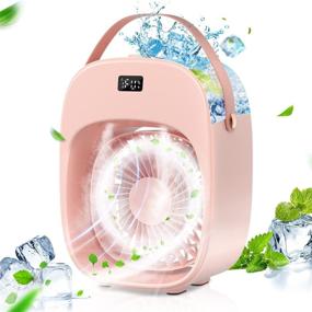 img 4 attached to 🌡️ BNT Portable Evaporative Air Conditioner Fan - 3 Wind Speeds, 2 Misting Levels, Humidifier, Night Light - Rechargeable Battery - Personal Air Cooler Fan for Home, Office, and Outdoor Use - Pink