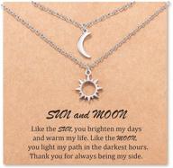 manven sun and moon friendship necklace set for women and teen girls - best friend jewelry gift, 2 pedant necklaces logo