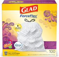 🗑️ glad forceflex tall kitchen drawstring trash bags 13 gallon, white trash bag with gain moonlight breeze scent and febreze freshness - 100 count (package may vary) logo