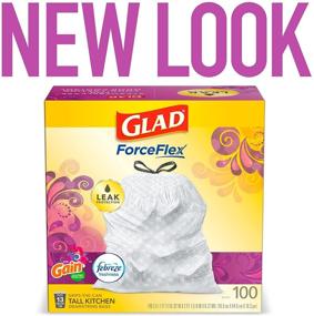 img 3 attached to 🗑️ Glad ForceFlex Tall Kitchen Drawstring Trash Bags 13 Gallon, White Trash Bag with Gain Moonlight Breeze Scent and Febreze Freshness - 100 Count (Package May Vary)