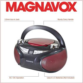 img 2 attached to Топ-загрузка CD Boombox: Magnavox MD6949 с AM / FM радио, Bluetooth, LED-дисплейом (красный / черный)