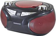 top-loading cd boombox: magnavox md6949 with am/fm radio, bluetooth, led display (red/black) logo