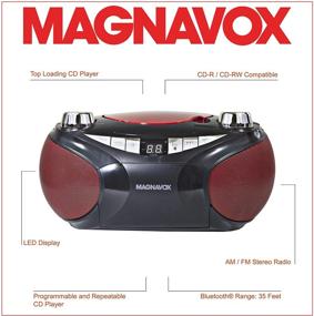 img 3 attached to Топ-загрузка CD Boombox: Magnavox MD6949 с AM / FM радио, Bluetooth, LED-дисплейом (красный / черный)