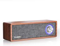 🔊 gray wood retro bluetooth speaker: smalody portable mini wireless bluetooth speakers, vintage wooden speaker for room decoration, ideal for cafes, restaurants, vintage clothing stores, bedroom, and more logo