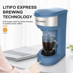 img 1 attached to LITIFO Single Serve Coffee Maker: Ground Coffee, Tea & K Cup Pod, 2-In-1 Machine with 6-14oz Reservoir, Fast Brew, Auto Shut-off & Self Cleaning - Blue