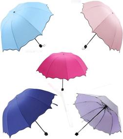 img 3 attached to Stylish Folding Ruffled Umbrella - Perfect Parasol for Sun and Rain