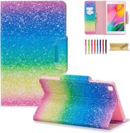 🌈 samsung galaxy tab a 8.0 case, dteck flip stand pu leather wallet cover with card slots - full body protection for galaxy tab a 8.0 2019 (model t290/t295/t297) - rainbow logo