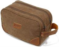 kemy's men's canvas toiletry bag - travel dopp kit with double compartments for shaving & bathroom use - unisex logo