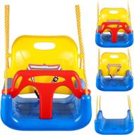 🪂 flyerstoy 3-in-1 toddler swing seat - versatile hanging swing set for all ages (blue) logo