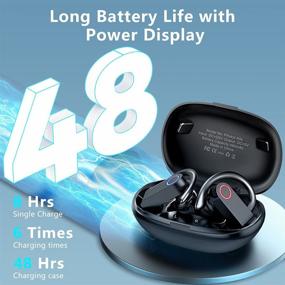 img 2 attached to 🎧 Wireless Earbuds - True Wireless Sports Headphones with Digital Display | 48hrs Playtime | Stereo Deep Bass | Waterproof | Built-in Mic | for Gym, Sports, Running