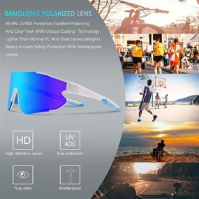 img 3 attached to 🕶️ Polarized Sports Sunglasses for Men Women by BangLong with 3 Interchangeable Lenses for Running, Golf, Fishing, Cycling
