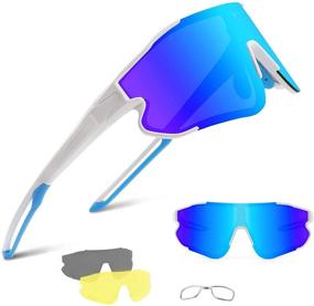 img 4 attached to 🕶️ Polarized Sports Sunglasses for Men Women by BangLong with 3 Interchangeable Lenses for Running, Golf, Fishing, Cycling